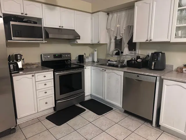 Kitchen renovation, before: original cabinets