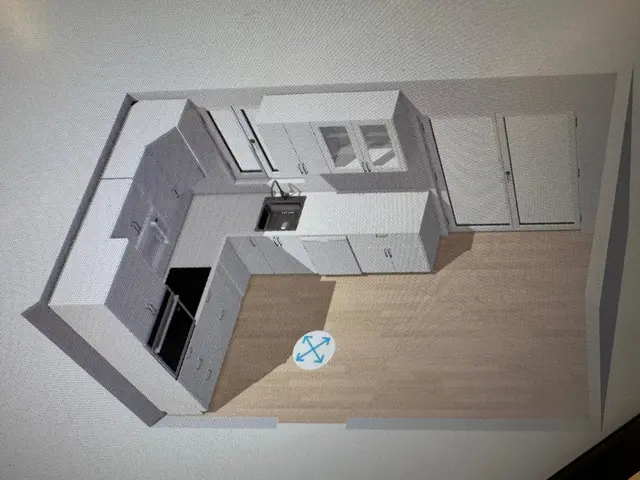 Kitchen renovation, plan: 3d layout render